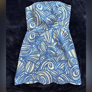 Vineyard Vines Nwt Cornflower Blue Shell Print Sleeveless Dress
